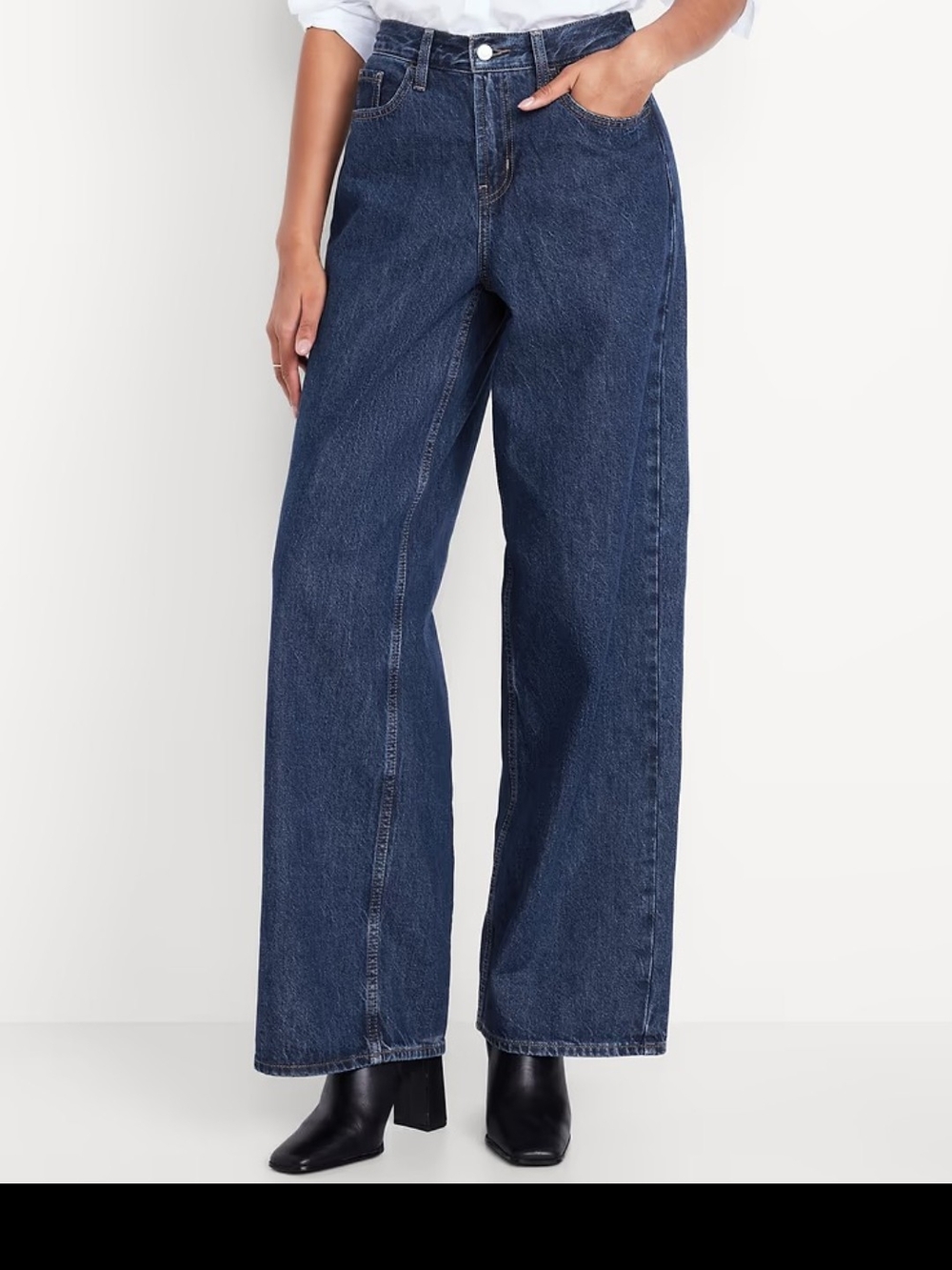 Old Navy Dark Blue Wide-Leg mid-Rise Jeans